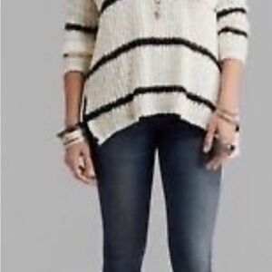 Free People Black and Cream Sweater